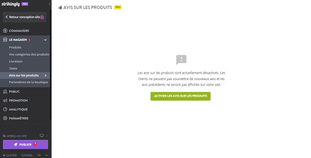 null Avis Produits Strikingly